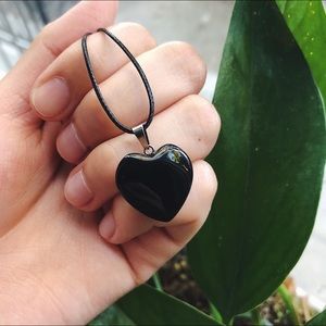 Black Onyx 🖤 Heart Pendant Necklace/Choker